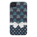 punk emo skull crossbones and stars with faux bow iphone 4 cover
