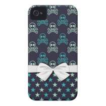 punk emo skull crossbones and stars with faux bow iphone 4 cover