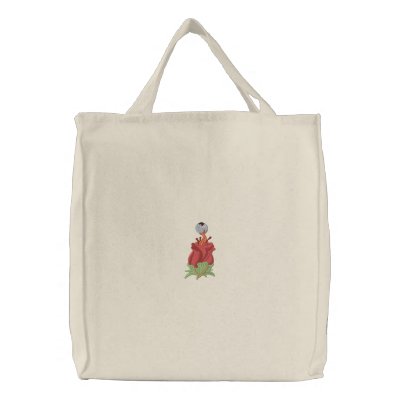 Punk Eyeball Eye of the  Rose Embroidered Tote Bag by silly_strings