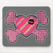 Punk Heart and Crossbones Mouse Pads