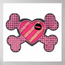 Punk Heart and Crossbones Poster
