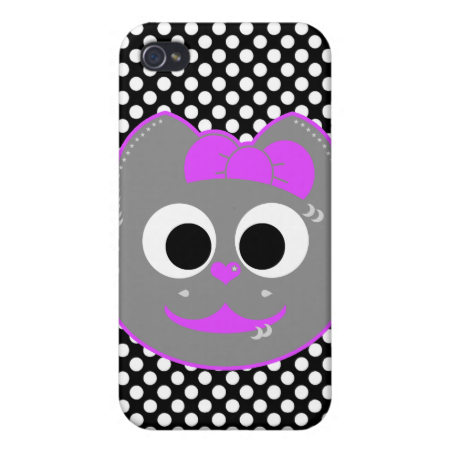 Punk kitty Purple - Gray Cases For iPhone 4