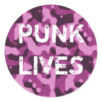 Punk Lives Pink Camo Sticker by mariannegilliand Punk Lives Pink Camo Sticker