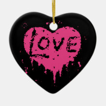 Punk love heat black and hot pink ornaments