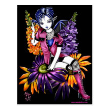 Punk Pixie Gothic Flower Faerie Fantasy Postcard