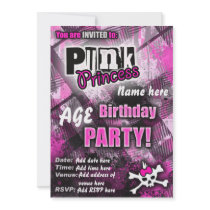 Punk Princess Birthday Party Invite invitations