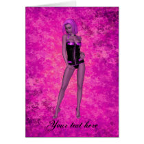 Punk rave fantasy woman greeting card