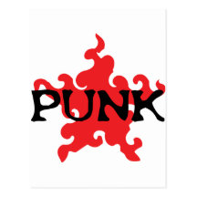 punk red star postcard