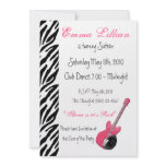 Punk Rock Guitar Zebra print  Sweet Sixteen Invite invitations