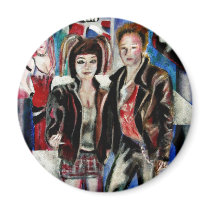 punk rock music print , with popart by T J Conway Magnets