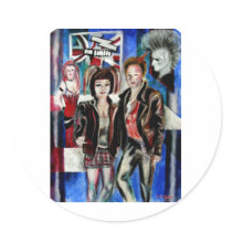 punk rock music print , with popart by T J Conway Stickers