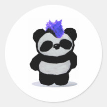 Punk Rock Panda Round Stickers