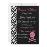 Punk Rock Skull Zebra print  Sweet Sixteen Invite invitations