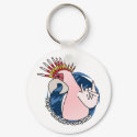Punk Rocker Major Mitchell's Cockatoo Keychain by MenagerieMayhem Punk Rocker Major Mitchell's Cockatoo Keychain