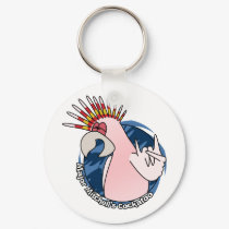 Punk Rocker Major Mitchell's Cockatoo Keychain by MenagerieMayhem Punk Rocker Major Mitchell's Cockatoo Keychain