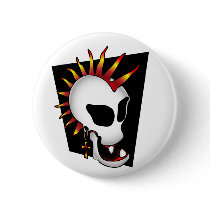 PUNK SKULL-2 PINBACK BUTTON