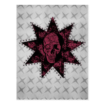 Punk Skull Postcard (Dark Pink)