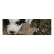 Pup on a Leaf - Old English Sheepdog puppy Business Card