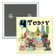 Puppies 4th Birthday Bash Tshirts and Gifts Buttons