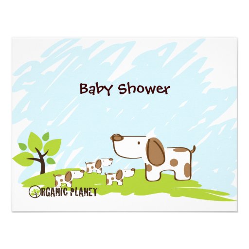 Puppies Organic Planet Baby Shower Invitations