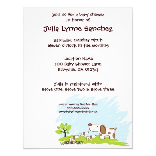 Puppies Organic Planet Baby Shower Invitations