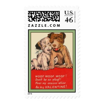 Puppies Vintage Valentine Postage