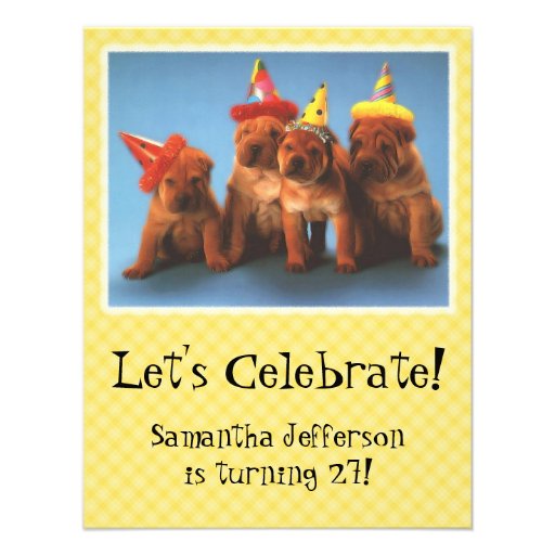 Puppies with Hats Birthday Invitations