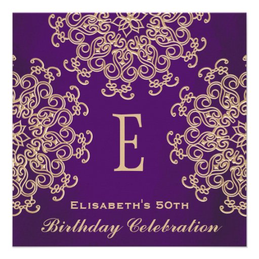 PUPPLE AND GOLD INDIAN INSPIRED BIRTHDAY INVITATION