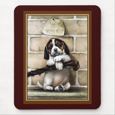 "Puppy, 4 Weeks Old" Mouse Mat by Aquavel