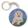 Puppy and Flowers Keychain