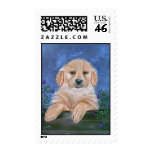 Puppy and Flowers Postage Stamps