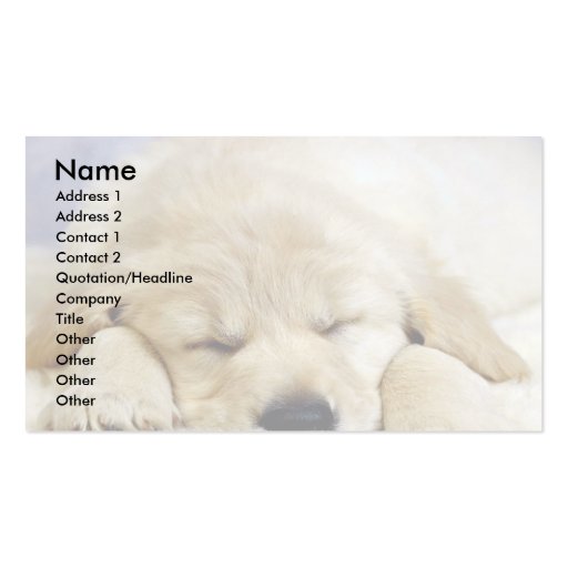 Puppy asleep business cards (front side)