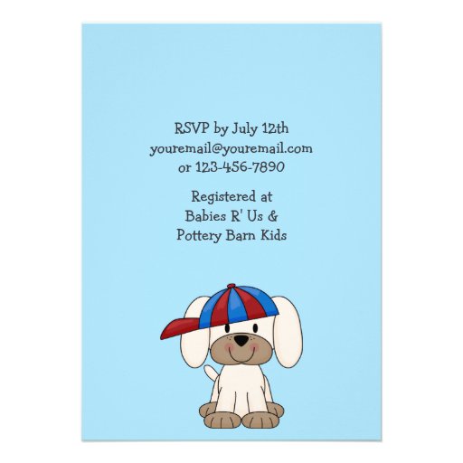 Puppy Baseball Baby Shower Invitation for Boys