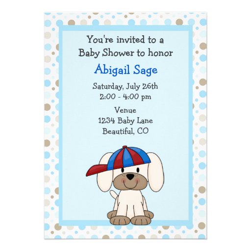 Puppy Baseball Baby Shower Invitation for Boys