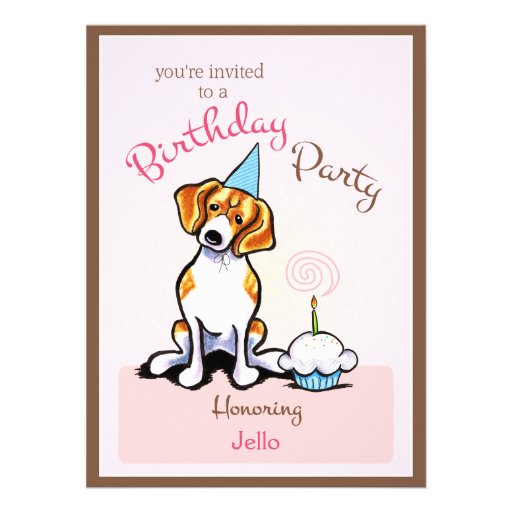 Puppy Birthday Party Beagle Girl Off-Leash Artâ„¢ Personalized Invites