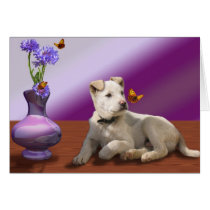 Puppy Butterfly and Flowers Cards by friskybiz Puppy Butterfly and Flowers Cards