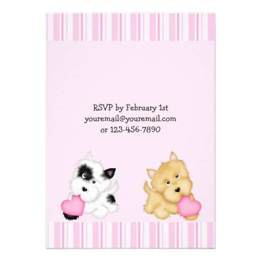 Puppy Dog and Hearts Birthday Invitation for Girls
