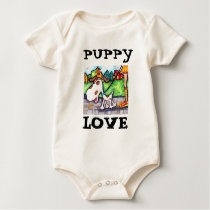 Puppy Dog Baby Bodysuit t-shirts by jamiecreates1 Puppy Dog Baby Bodysuit t-shirts