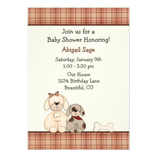 Puppy Dog Baby Shower Invitation for Boys