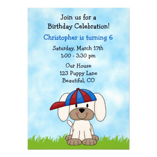 Puppy Dog Birthday Invitation for Boys