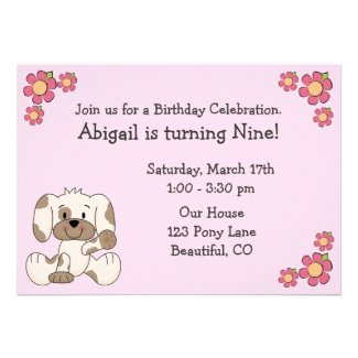 Puppy Dog Birthday Invitations for Girls