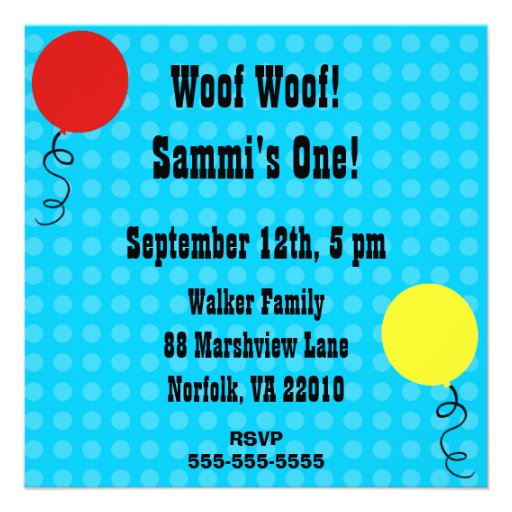 Puppy Dog Customized Birthday Invites
