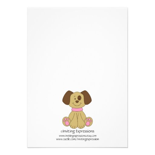 Puppy Dog Dots Pink Birthday Invitations