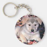 Puppy Dog In Fall Leaves Keychains