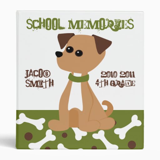 Puppy Doggie in Green 3 Ring Binders