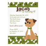 Puppy Doggie in Green Custom Invitation