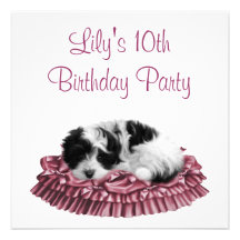 Puppy Girl's 10th Birthday Party Invitation