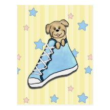 Puppy in a Blue Shoe Postcard
