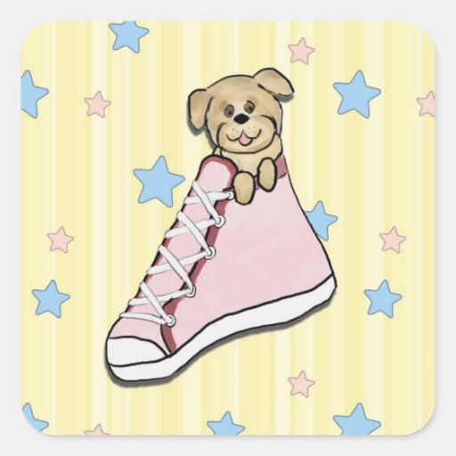 Puppy in a Pink Shoe Stickers