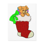 Puppy In Christmas Stocking Postcard